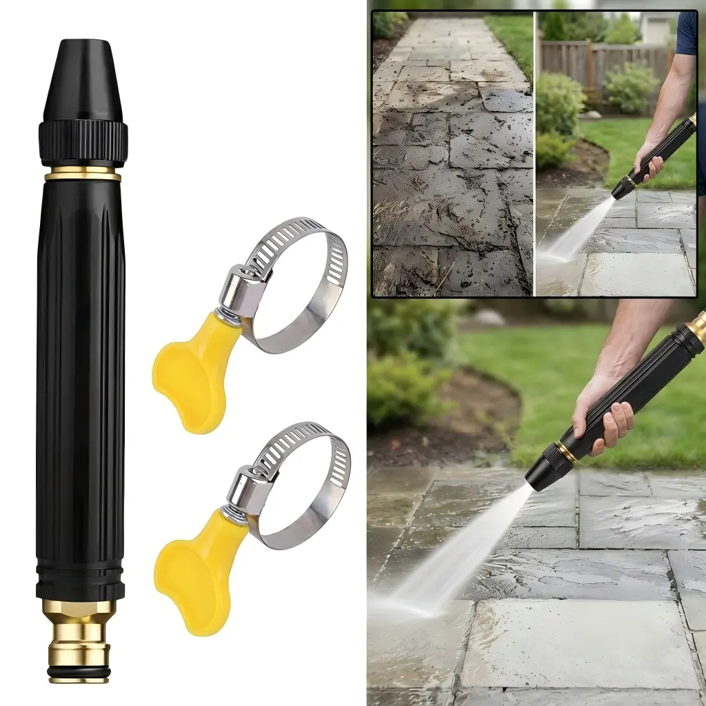 Handheld High-Pressure Single Barb Car Wash Water Gun - DIY Car Care Essential with Booster Nozzle, Hose, Grip for Homeowners' Maintenance, Outdoor Plant Watering