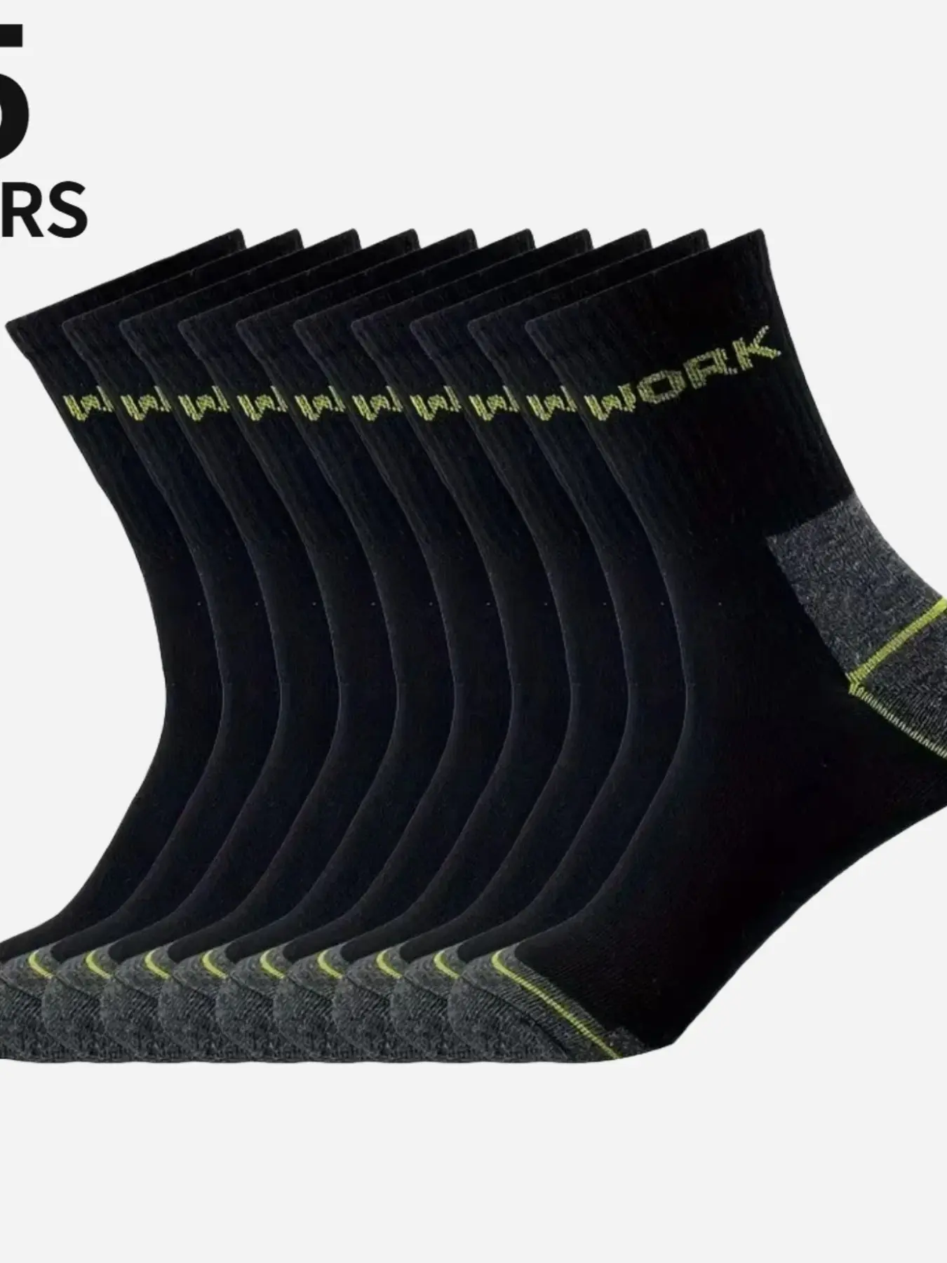 5-Pair Pack of Men's Thick, Durable Mid-Calf Work Socks, Knee-High Socks, Athletic Socks, Casual Socks – Black Athletic Work Safety Sock Set: WORK Odor-Resistant, Breathable, Outdoor & Daily Use – Great Value for Stockpiling