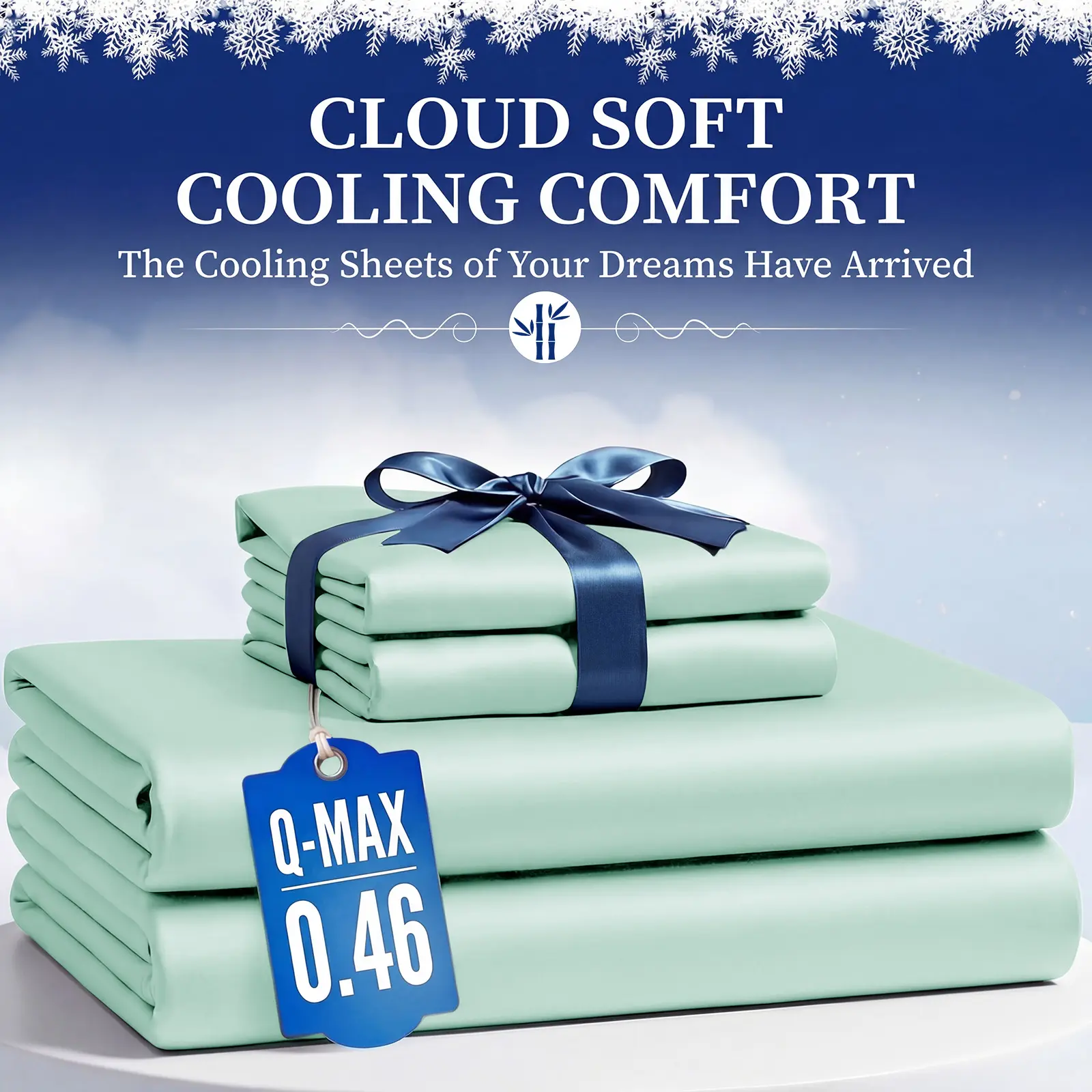 OS OMYSTYLE 4 Pcs Cooling Bamboo Bed Sheets Queen/King Size - Lightweight Breathable Sheet Set, Wrinkle Free Skin-Friendly Fitted Mattress Cover for Guest Room, Kids Room & RV Bedding