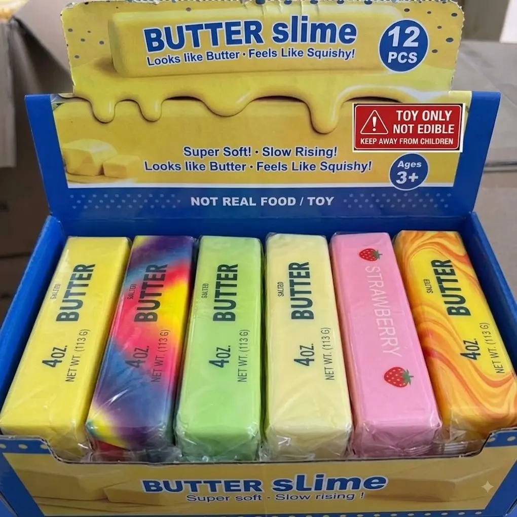 12-Pack Butter Scented Stress Relief Toys, Slow-Return Rubber Sticks, 6 Colors, Office & Desk Anxiety Relief, Fun Sensory Play, Squeeze Fidget, Sensory Stress Reliever