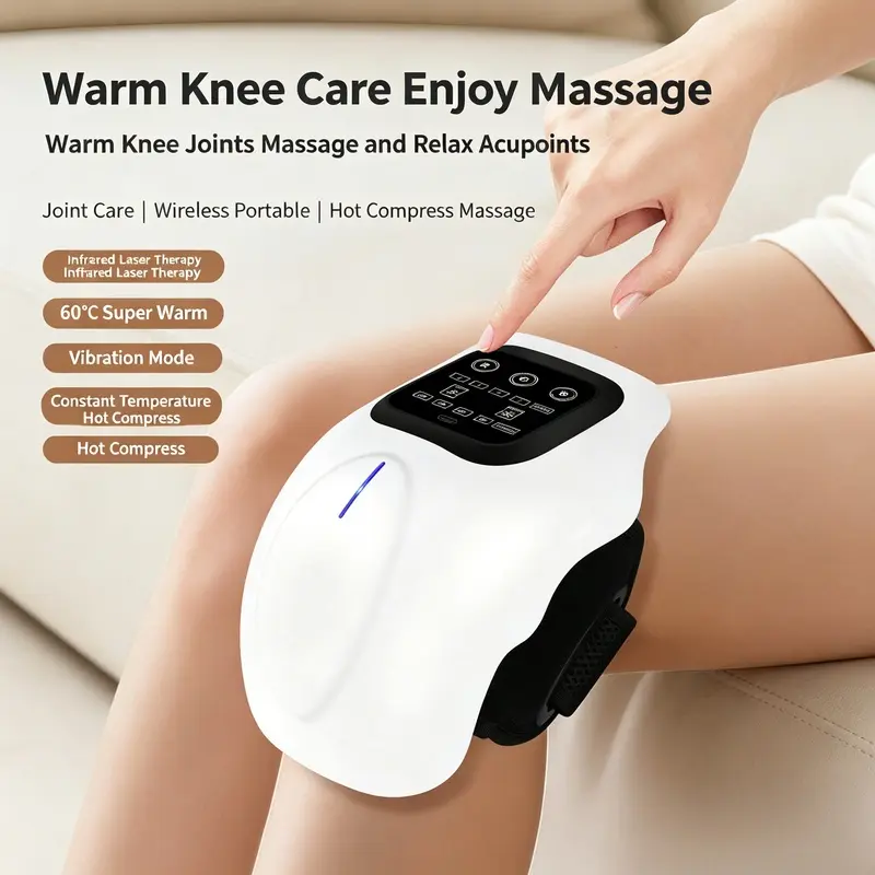 Infrared Heat Therapy Knee Massager, Home Rechargeable Vibration Massage Knee Therapy Device
