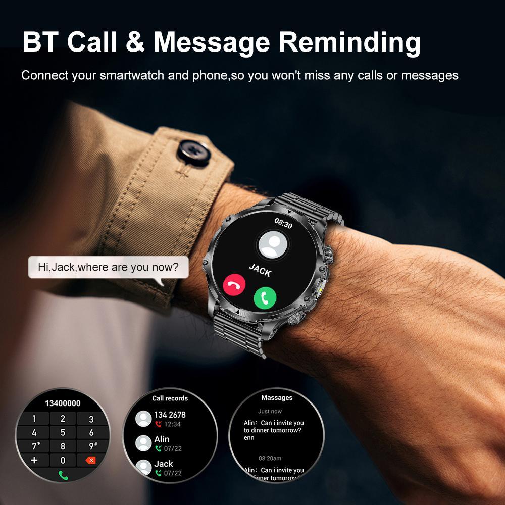 1.85-Inch Large-Screen Smartwatch with Call Answering, Calling, and Message Reminders, Wireless Multifunctional Smart Watch with Spare Silicone Band and Multiple Sports Modes for Men #GLOBAL PICKS