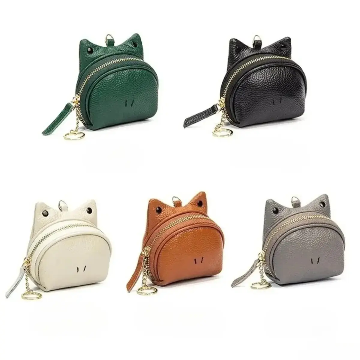 Cute Shaped Faux Leather Mini Coin Purse With Keyring, Pebble Grain Zipper Small Change Pouch, Portable Tiny Storage Bag For Coins, Earbuds & Keys, Daily Travel Sweet Sentimental Gift For Women Girls