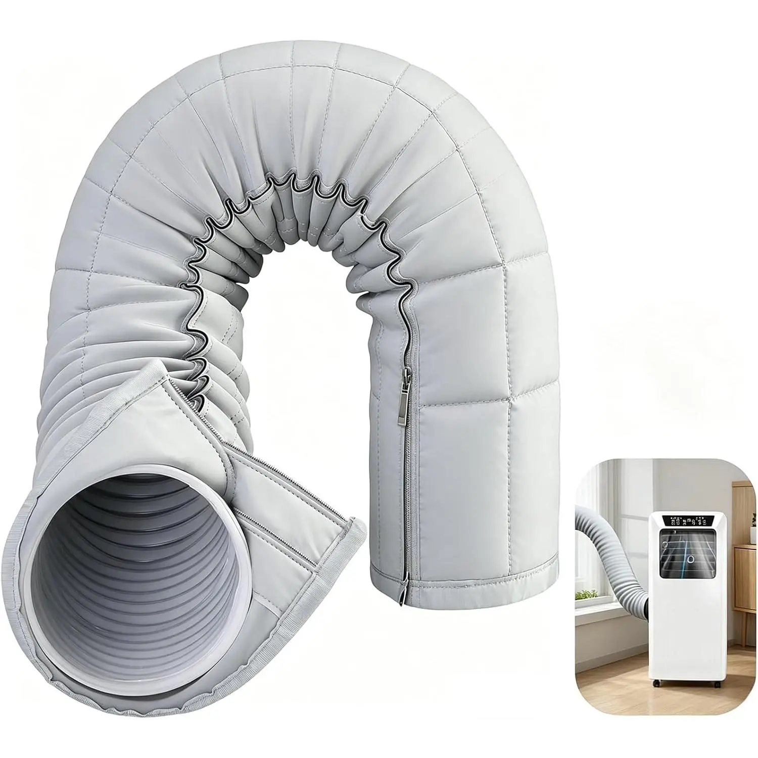 Air Conditioner Hose Insulation Cover, Portable Air Conditioner Hose Cover Wrap, Zipper Insulated AC Hose Sleeve for 5.1" & 5.9" Exhaust Hose