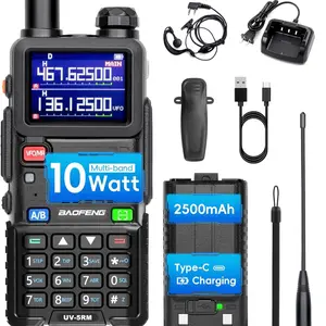 Ham Radio Baofeng Radio 5RM 10W Long Range Handheld Portable UV-5RM Two Way Radio Upgrade UV-5R NOAA Weather Receiver Rechargeable Walkie Talkies Longe Range DTMF Copy Frequency 999CH with Type C Charging