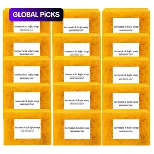 Lemon Turmeric Skincare Glycerin Shea Jojoba Soap Gift Set, 15-Piece Brightening Cleansing Facial & Body Wash, Moisturizing Body Care Oil, Daily Skin Care Kit for Men Women Natural Extract Soaps
