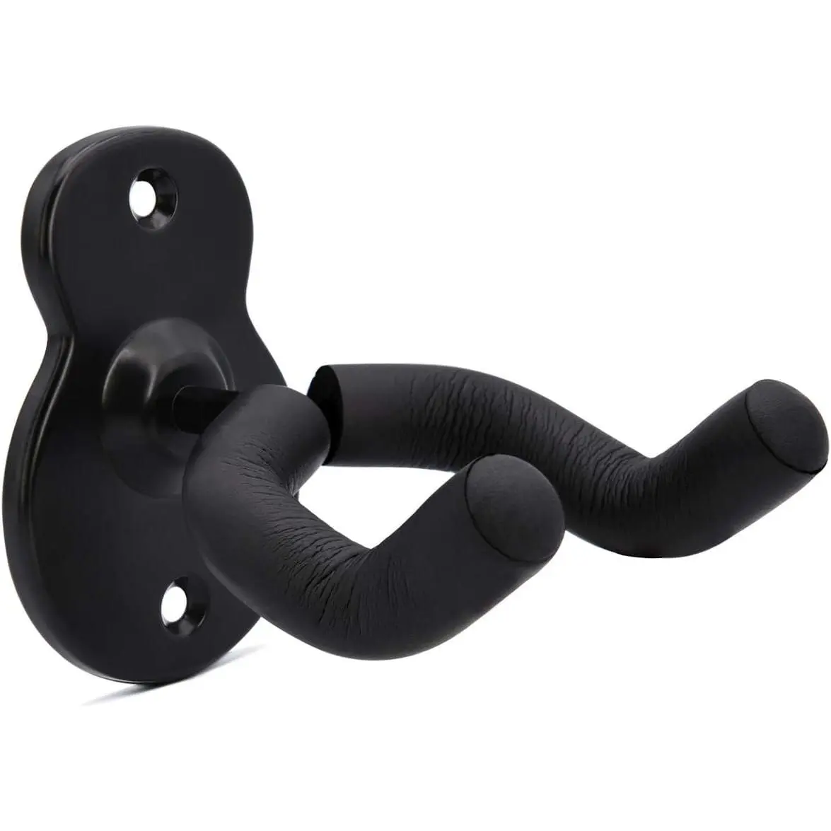 Black Wall Mount Guitar Hanger with Adjustable Angle, Dry Wall Anchors & Hanging Kit for Acoustic, Electric, Bass, Classical Guitars & Ukuleles – Ideal for Shops, Carbon Steel