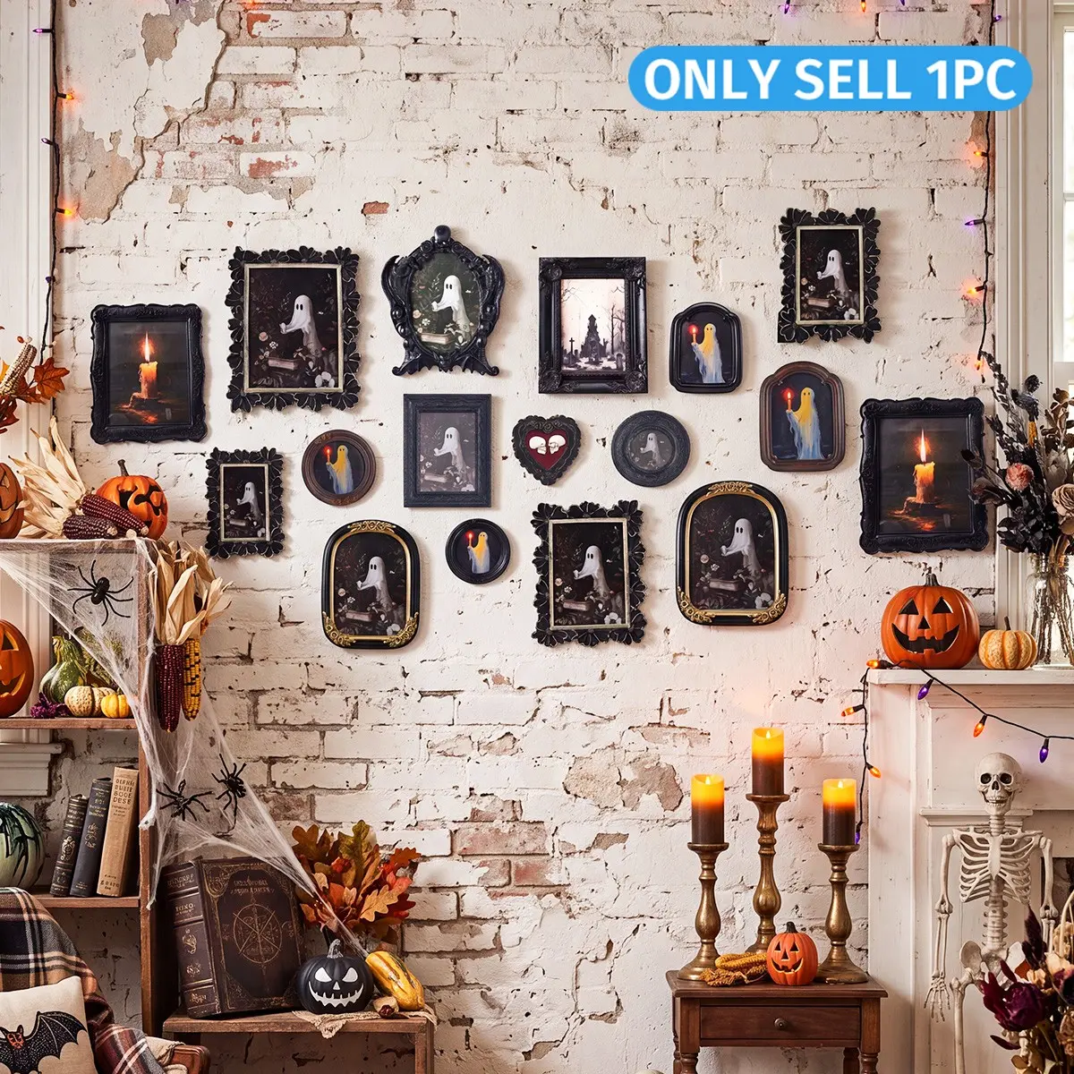 Halloween Decor Photo Frame, Resin Embossed Frame, Versatile Wall & Desktop Display, Festive Holiday Decoration, Multiple Styles Available