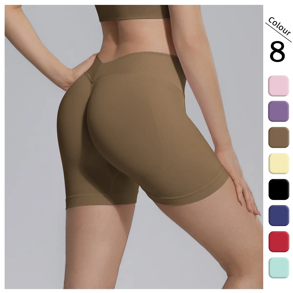 Women Seamless Knit V High Waist Yoga Biker Shorts Butt Lifting Peach Hip Tight Fit 3 Inch Workout Shorts Stretch Anti-Chafe Athletic Shorts for Gym fitness Running Cycling Daily Athleisure Wear
