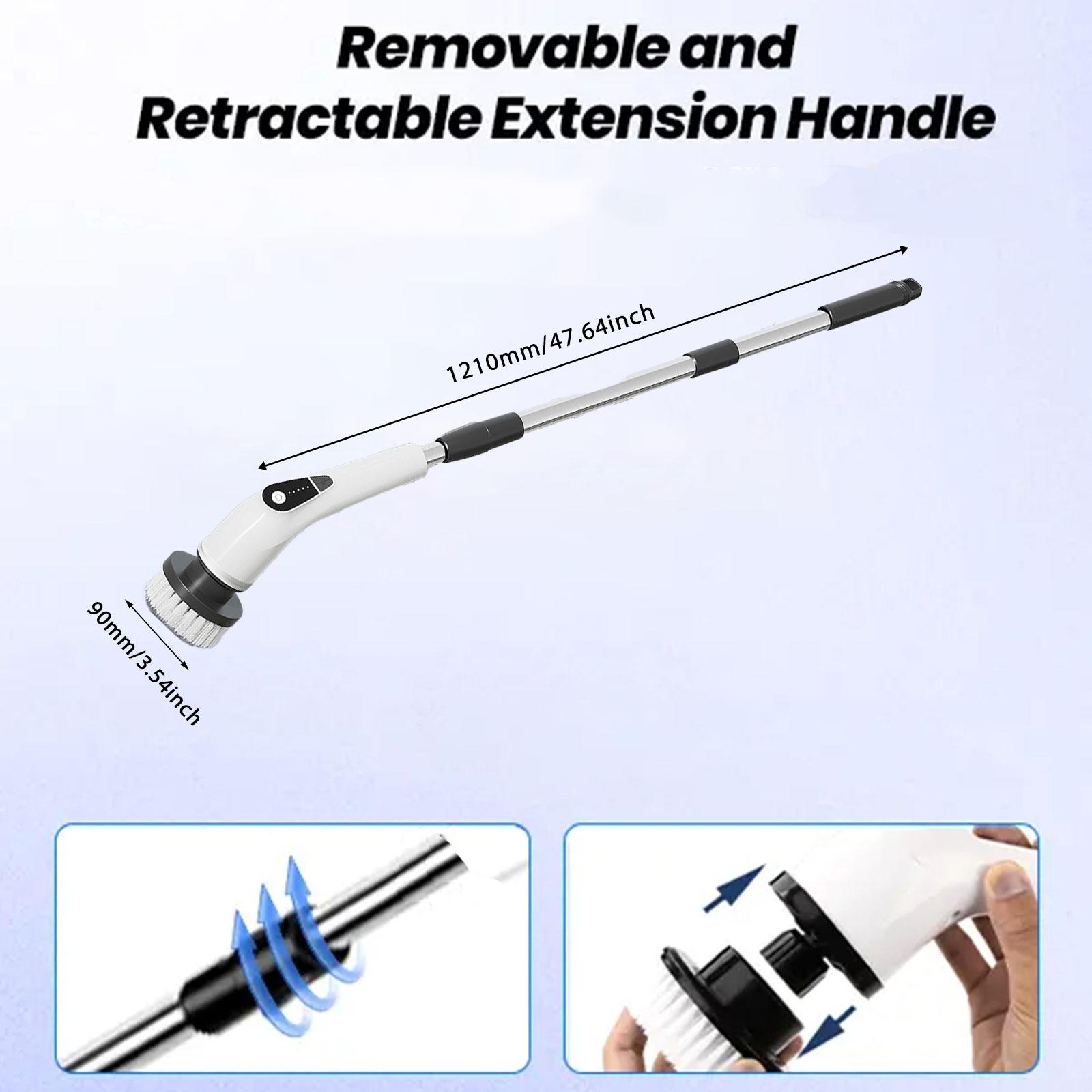 Electric Spin scrubber with 5-speed, Cordless power scrubber, Floor cleaning tool, electric cleaning brush with 8 replacement brush heads and detachable telescopic pole, electric bathroom scrubber for floors, tiles, USB Rechargeable