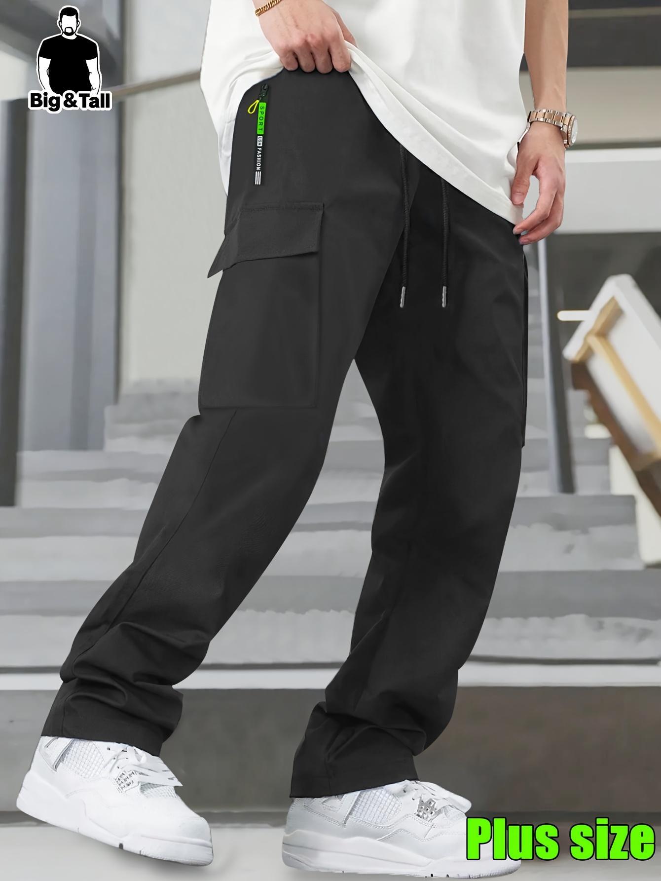 Men's Big & Tall Loose Cargo Pants, Elastic Drawstring Waist Multi-Pocket Plus Size Trousers, Breathable Casual Streetwear, Hiking Gym Outdoor Tactical Pants with Deep Phone Pockets, Extended Inseam Big Bigs Relaxed Fit Daily Wear Sweat Trousers Men's Big & Tall Loose Cargo Pants, Elastic Drawstring Waist Multi-Pocket Plus Size Trousers, Breathable Casual Streetwear, Hiking Gym Outdoor Tactical Pants with Deep Phone Pockets, Extended Inseam Big Bigs Relaxed Fit Daily Wear Sweat Trousers