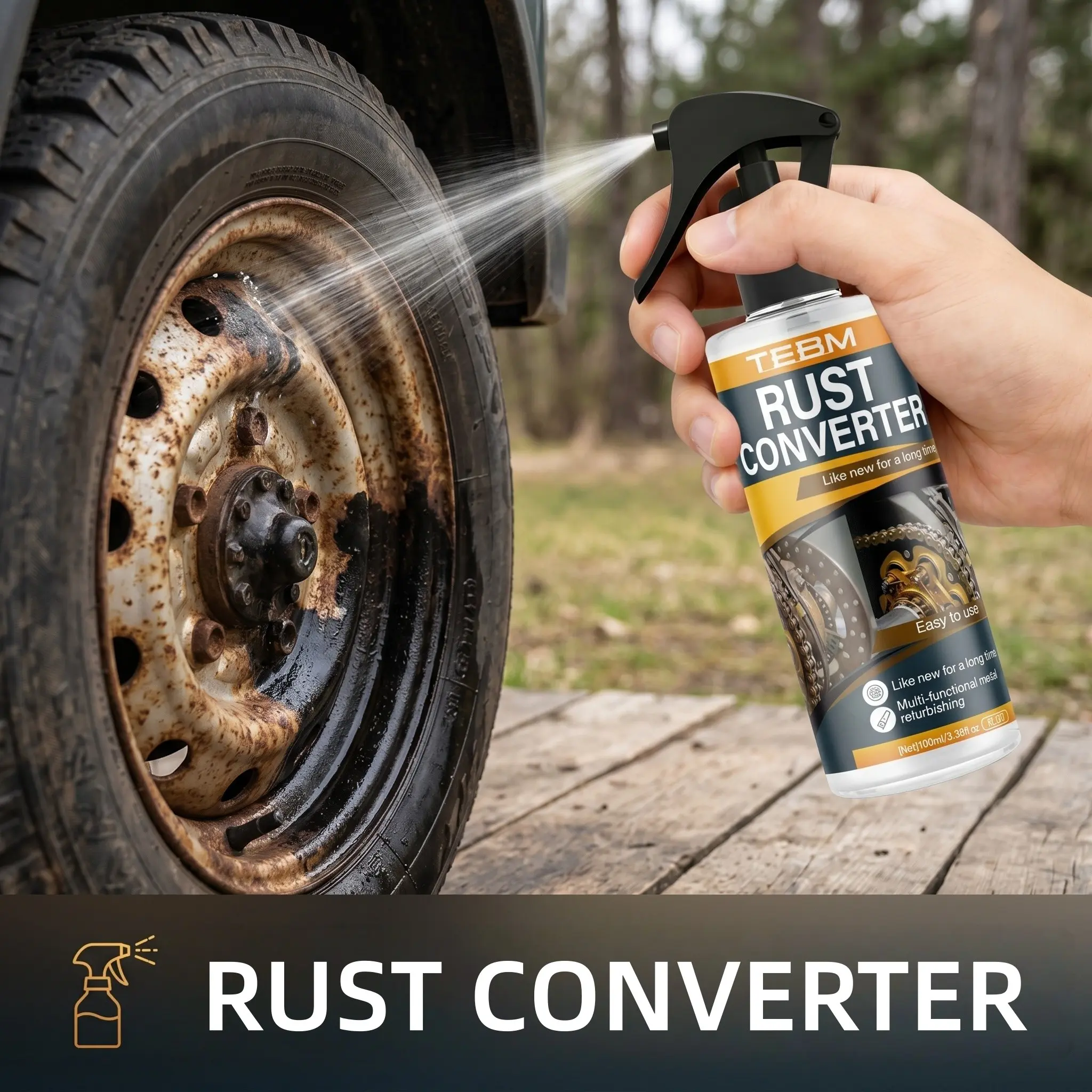 Car Undercarriage Rust Remover, No Sanding Needed, Protects Exhaust Pipes, Muffler Joints, Engine Bay Brackets, Aluminum Wheels, Brake Discs, Rust Removal Spray
