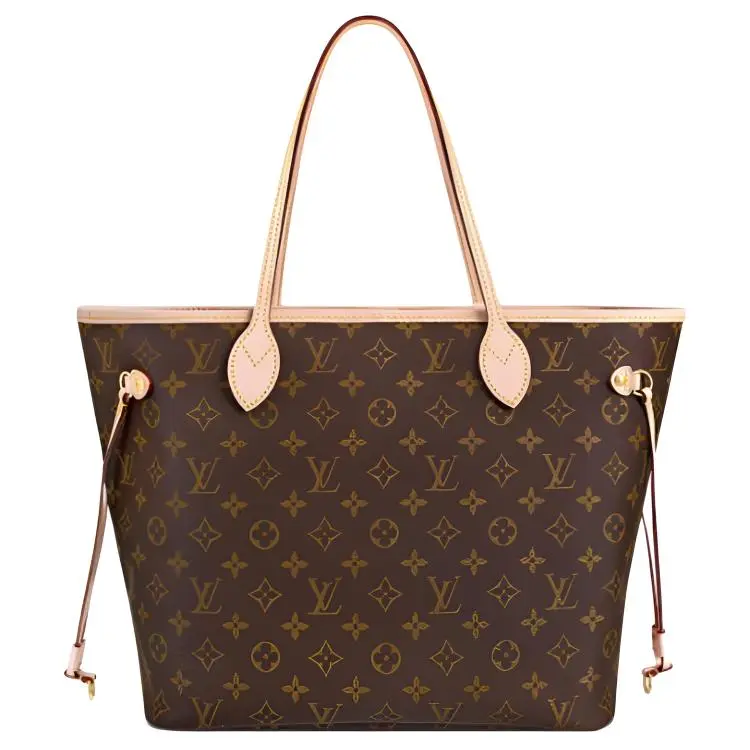 Louis Vuitton Neverfull MM Monogram Coated Canvas and Leather Tote Bag for Women, Brown Beige
