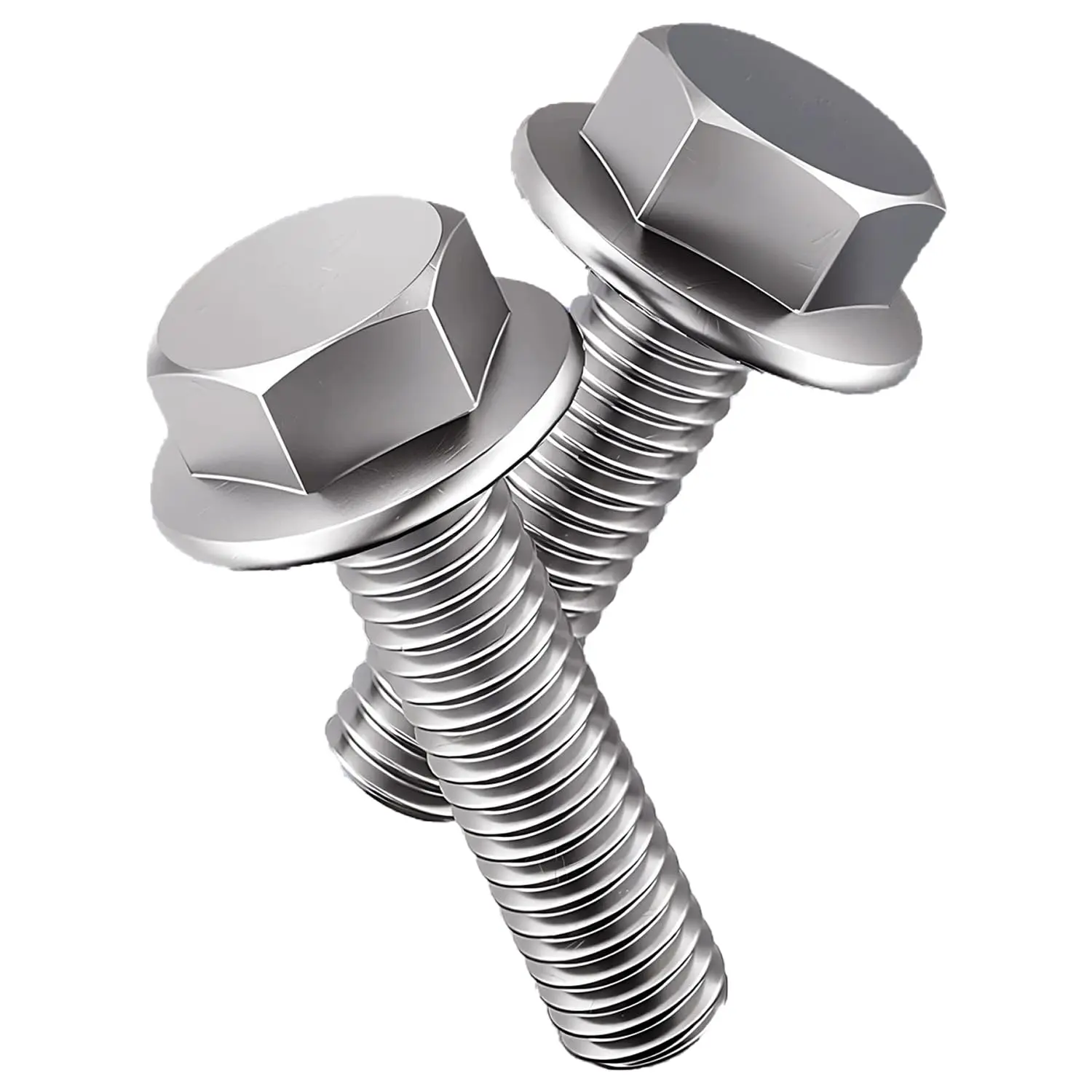 M8-1.25 x 16mm Flanged Hex   Flange Hexagon Screws, Stainless Steel 18-8 (304), Plain Finish,20PCS
