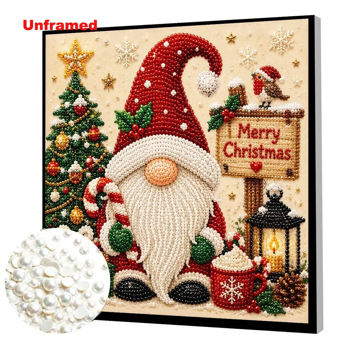 Luxury Christmas Pearl Painting Set, Frameless DIY Bead Art, Cute Santa Claus, Elegant Holiday Home Decor, Perfect Christmas Gift, DIY Kits