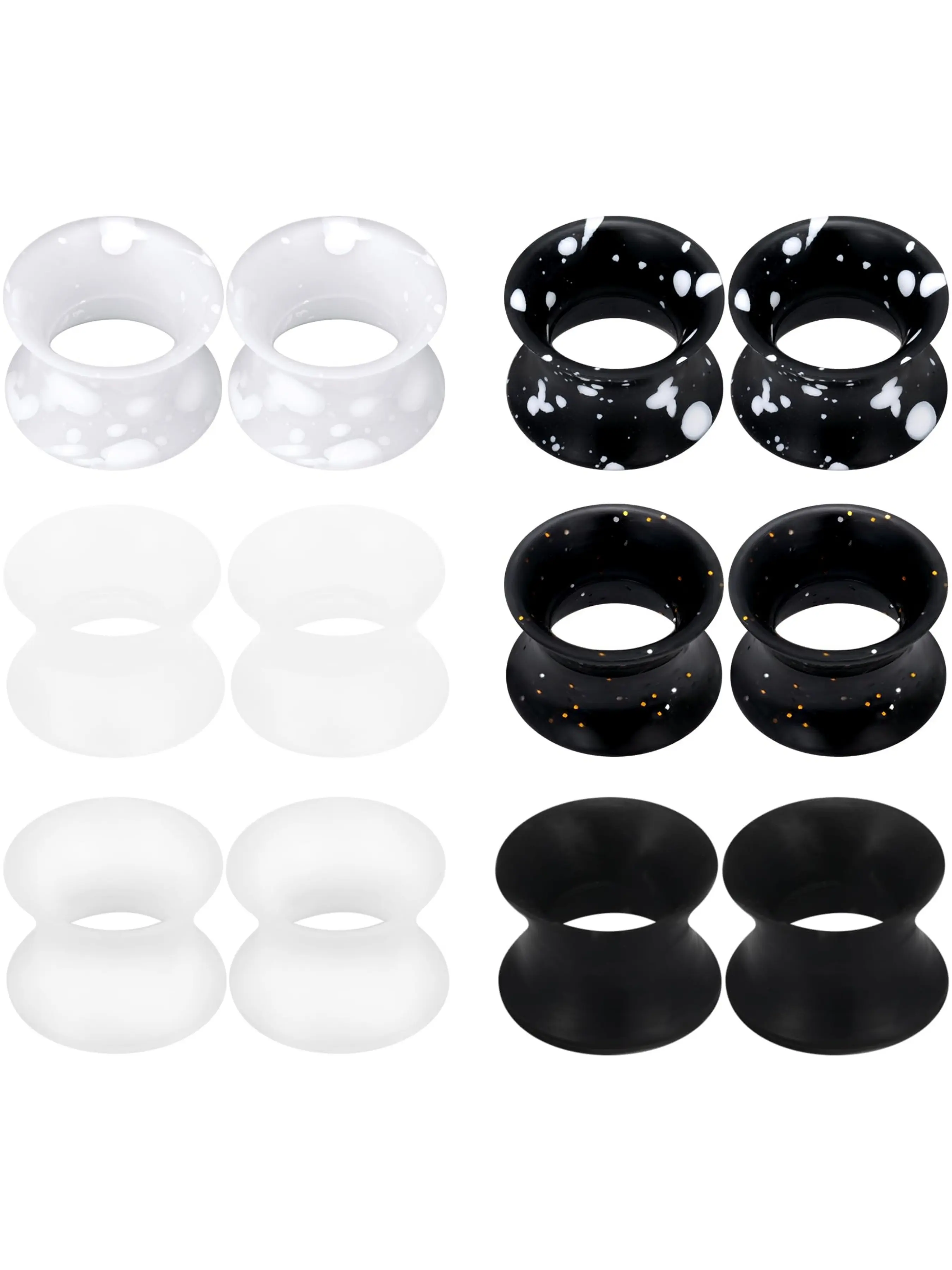 Silicone Ear Gauges Fashion Soft Double Flare Tunnels Earrings Flexible Flesh Black White Tunnel Expander Stretching Gauge Earlets Plug for Women Men 3-25mm