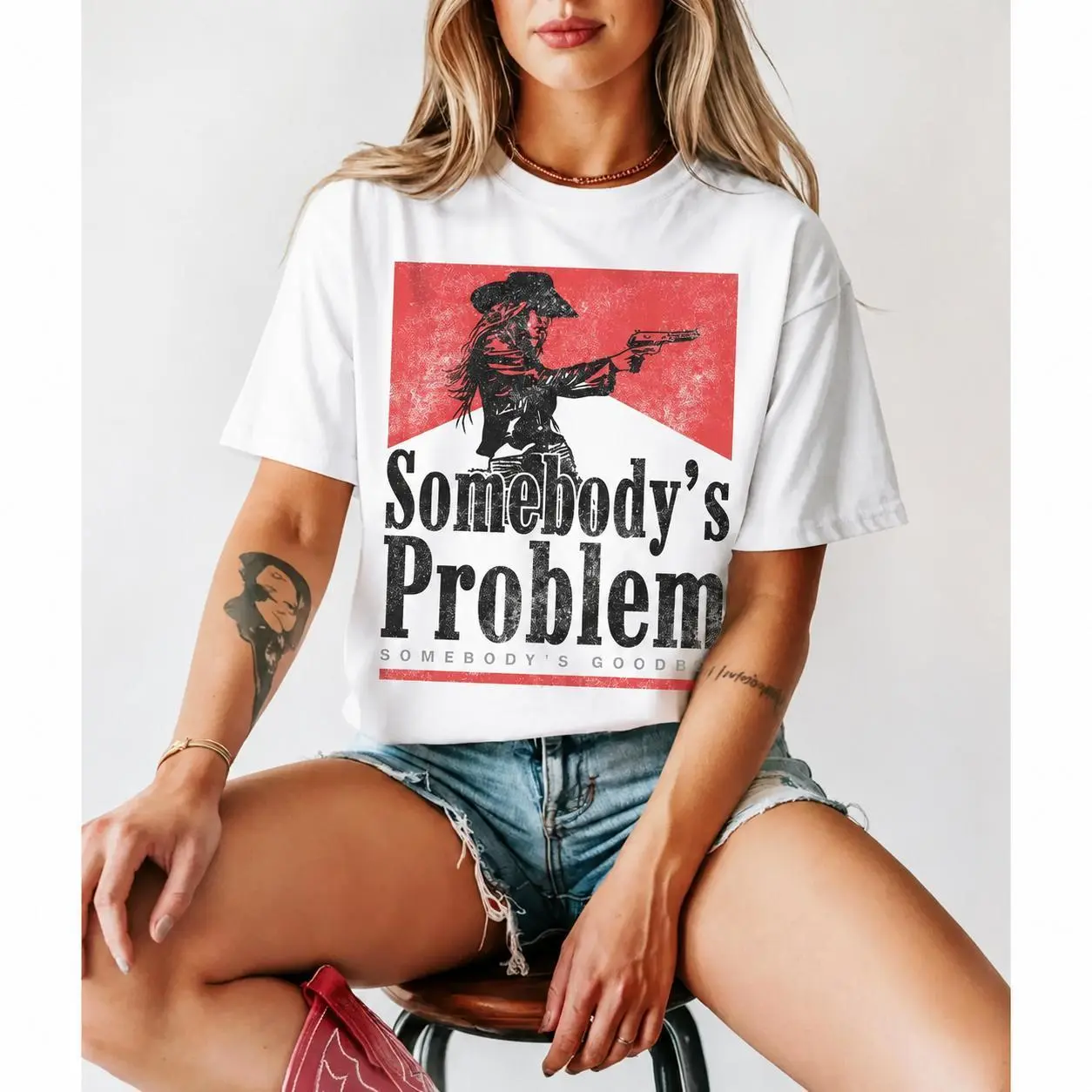 [100% Cotton] Summer Tee Tee Somebody'S Problem Tshirt, Vintage 90S Country Tee, Western TShirt,  Shirt, Country Music Lover Shirt, Country Concert Tee, Smoking, Music Festival Graphic Tee