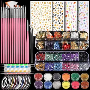 Nail Art Brushes Nail Art Tools, Nail Brushes for Nail Art Kit with Nail Stickers, Nail Design Tools Nail Design Brushes Nail Gems, Nail Stuff Dotting Tools Nail Art Stickers Nail Suppliesfidget toys