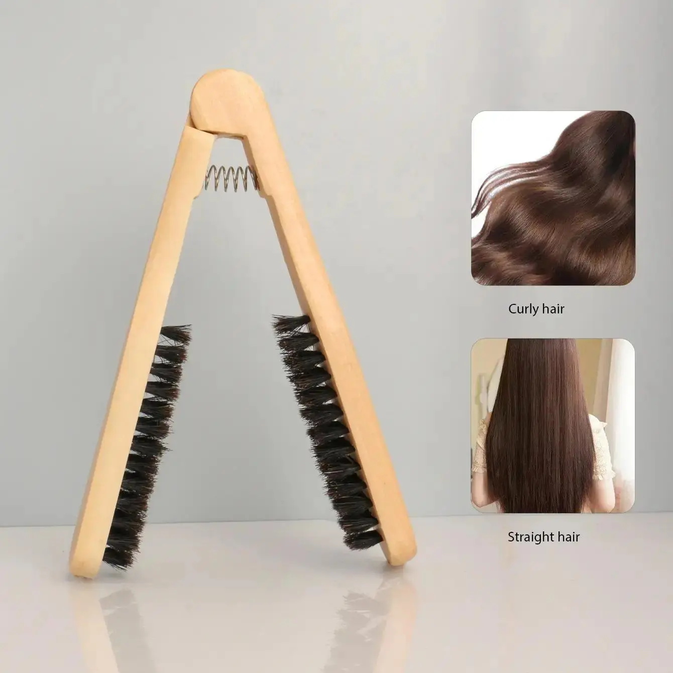 Hair Straightener Brush for Women, Anti-Scald V-Shaped Styling Comb with Heat Resistant Design, Professional Salon Quality Hair Tool for Smooth Frizz-Free Hair, Wooden Hair Brush for Daily Styling, Home & Travel Use,back to school,back to school haul