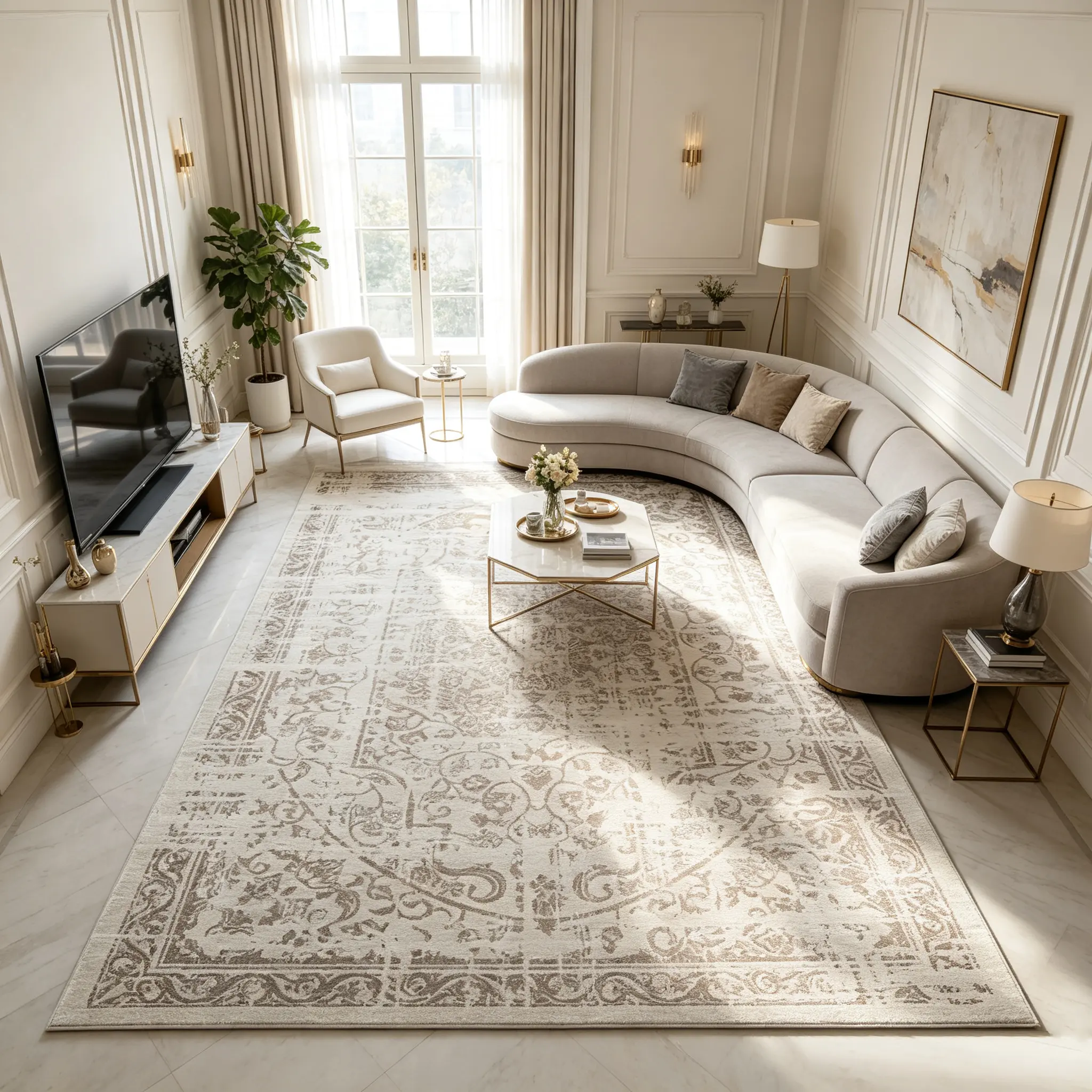 Distressed Vintage Moroccan Area Rug Retro Thin Low Pile Non Slip Machine Washable Soft Pet Friendly Indoor Floor Mat Boho Home Decor for Living Room Bedroom Kitchen Office Farmhouse Hallway Apartment High Traffic Floor Carpet