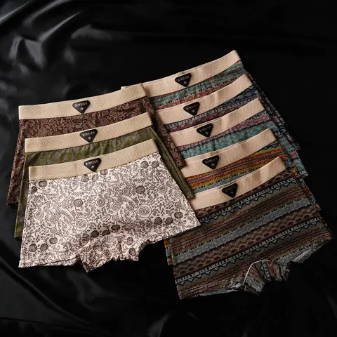 【Black Friday】Biweier Women's Vintage Cotton Boyshorts with Floral and Pixel-Style Prints, Soft and Comfortable Design with Elasticized Non-Roll Hems for Casual and Home Wear