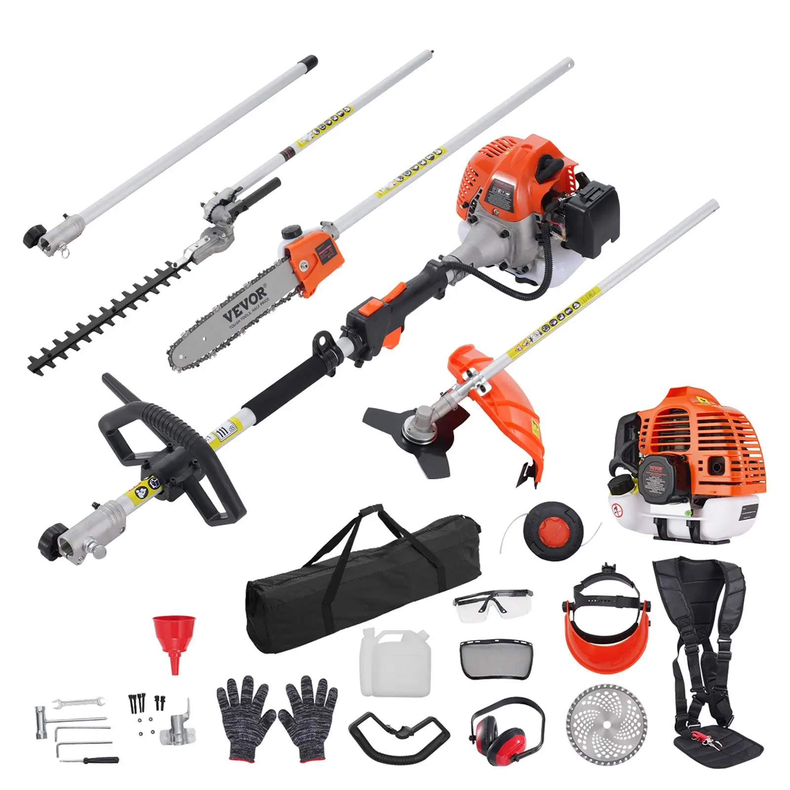 6-in-1 Gas-Powered Multi-Tool Set, 33CC Engine Trimmer for Hedge Care, Multi-Functional Garden Trimming & Weed Eating Tool