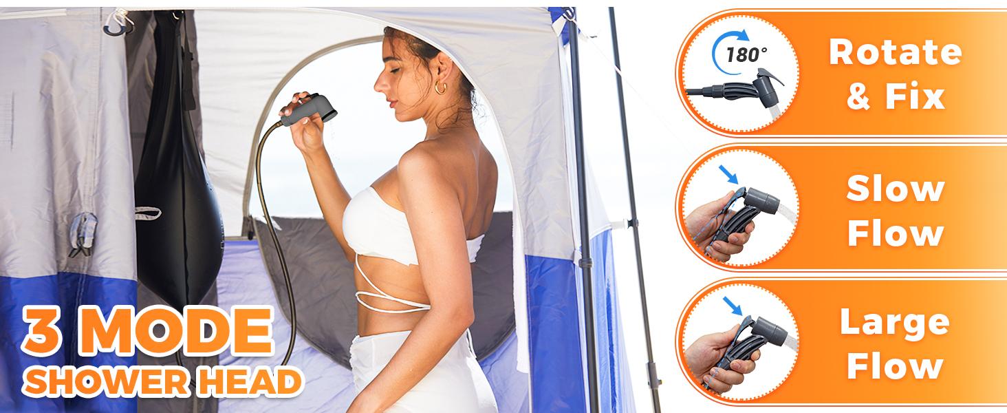 KingCamp Solar Shower Bag, Leak-Proof Design Camping Shower Bag with Thermometer, Removable Hose & Switchable Shower Head, 5 gallon/20L