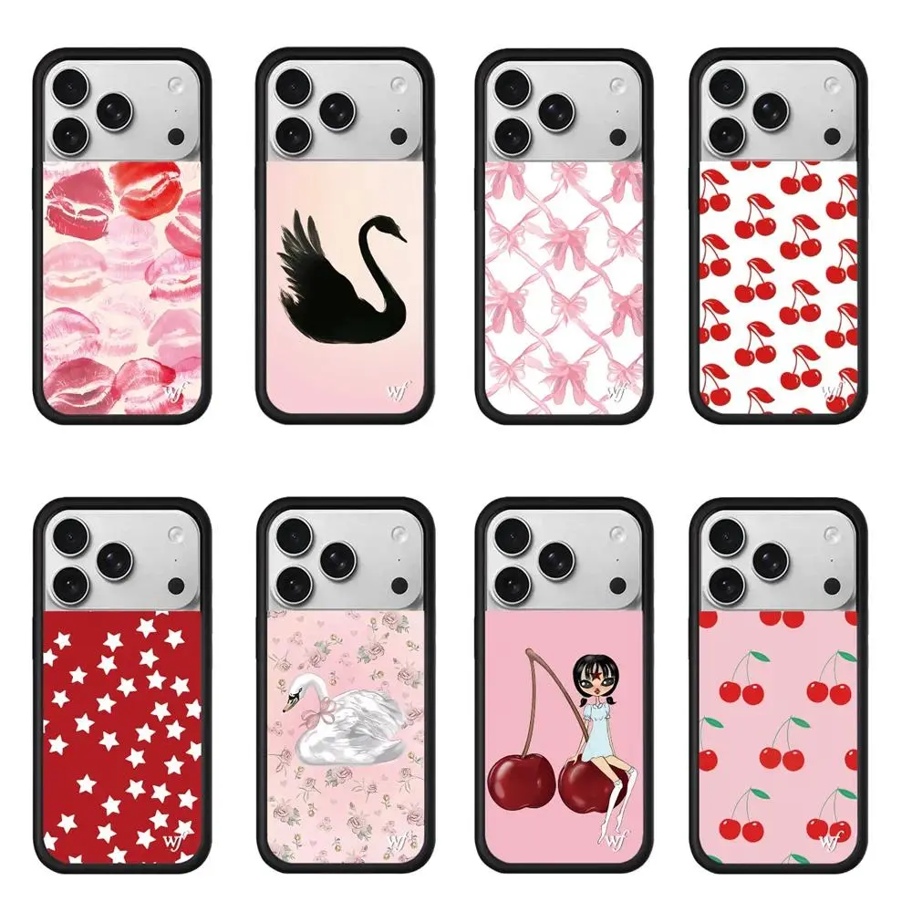 Cute 3D Wildflower Strawberry Cherry Ballet Shoes Swan Smartphone Case - Handheld Cellphone Protection Cover for iPhone 12,13,14,15,16,17 Pro,Pro Max,Plus Devices