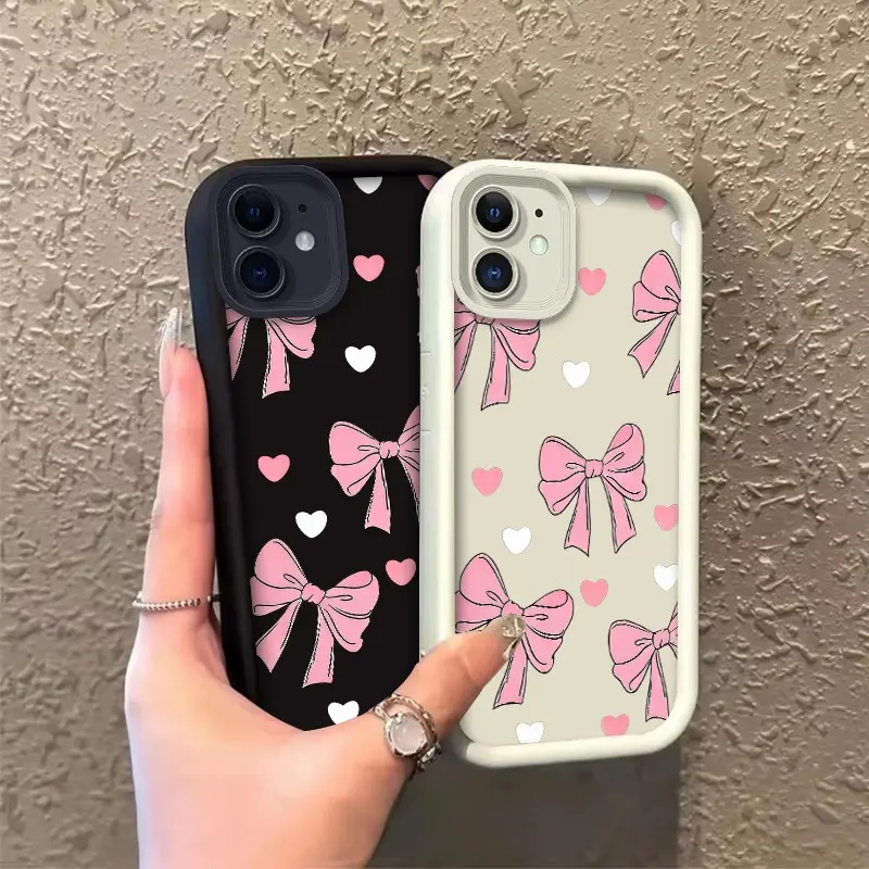 Phone case for iphone 11 12 12MINI Enhanced Peotection Gift Shockproof Pink Bows & Hearts Pattern Drop-Resistant Protection Celestial Eye Layered Phone Case ROOJTO0HA