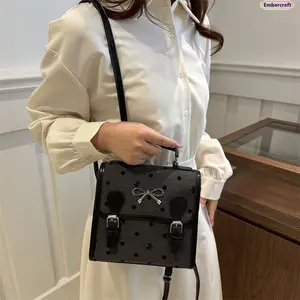 Cute Bow Canvas Backpack for Women and Teens, Aesthetic Casual Daypack with Large Capacity Storage, Kawaii Fashion Backpack for School, Travel, Shopping, Daily Commute and Everyday Outfit Styling