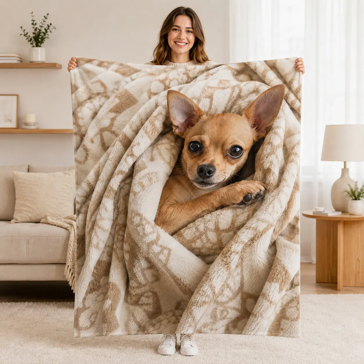 Chihuahua-Themed Soft Flannel Blanket, Perfect for Naps and Camping, Cozy Home Décor, Ideal Gift for Dog Lovers, Warm and Comfortable