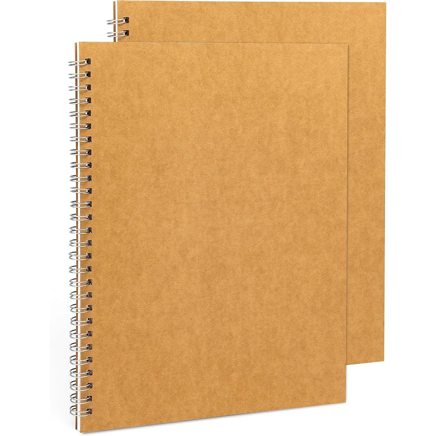 Modern Blank Spiral Notebook 2-Pack, 10x7.5 in, 100GSM Thick Paper, 50 Blank Pages/25 Sheets, Soft Cover Sketchbook, Brown (Office Stationery)