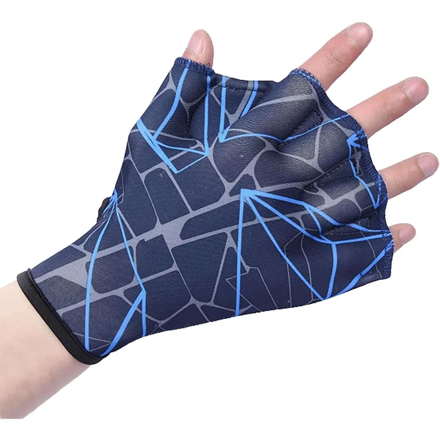 Aquatic Webbed Swimming Gloves for Swim Training Fitness Water Resistance Hand Flippers with Adjustable Wrist for Men Women Children