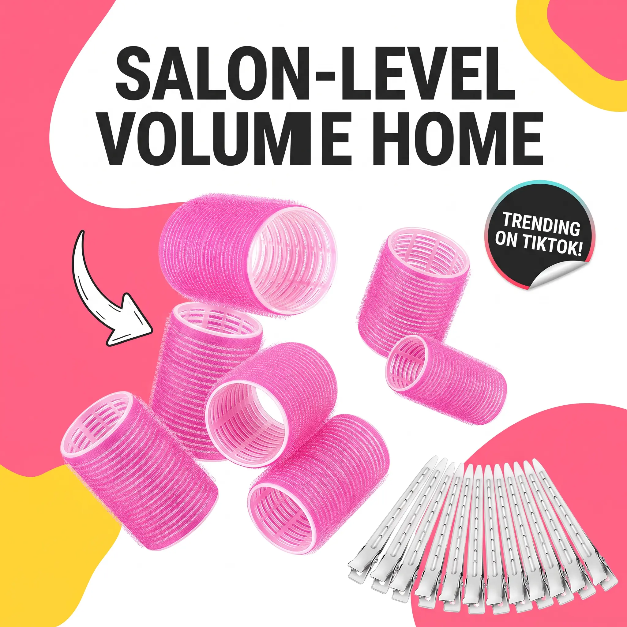 Velcro Hair Rollers for Women, Self Grip Hair Rollers for Volume & Curls, Heatless Hair Rollers for Long Medium Short Hair, Blowout Rollers for Root Lift, Hair Rollers for Bangs, Reusable Hair Styling Accessories