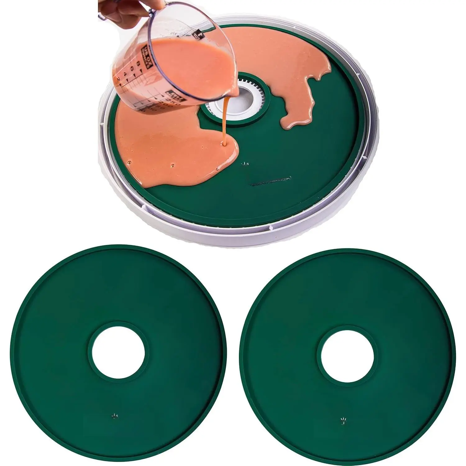 2  Fruit Leather  Dehydrator Sheets for  Round Dehydrators Lip Mold Hold Batter Liquid Fruit Roll Up Fruit Leather Circle  Flexible Non Stick