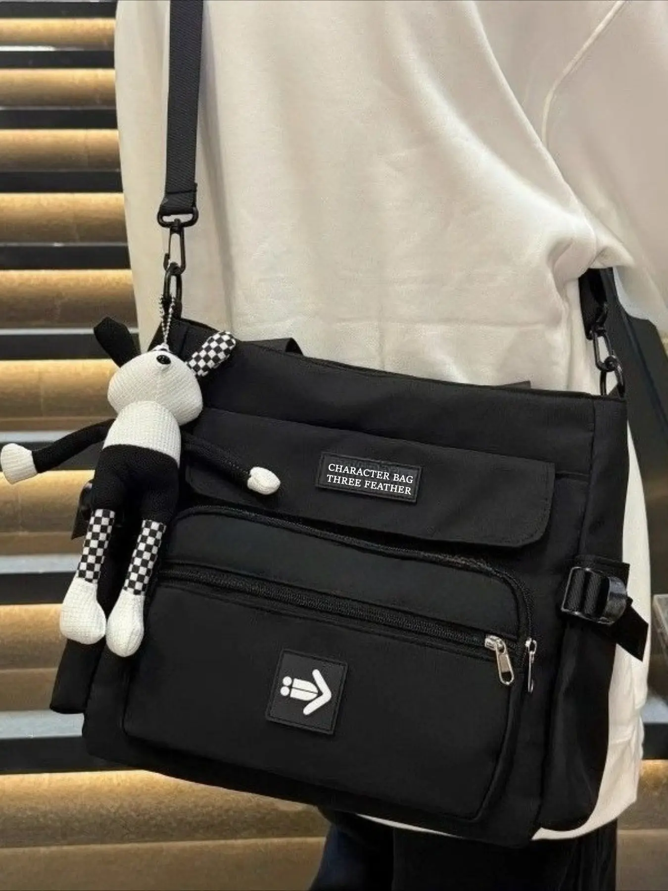 Unisex Waterproof Nylon Crossbody Shoulder Bag, Large Capacity Multi-Pocket Commuter Messenger Bag, Adjustable Strap, Ideal for Commute, Travel, School, Commuting Shoulder Bag