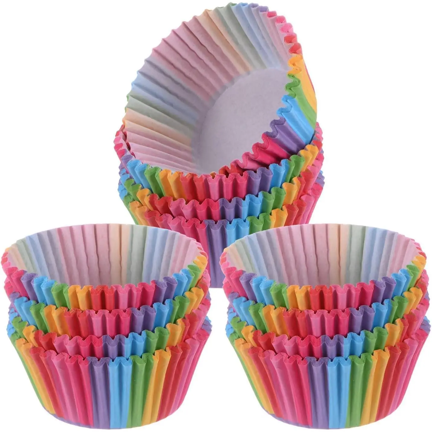 100 Pack Rainbow Cupcake Liners, Standard Size Greaseproof Baking Cups, Colorful Muffin Wrappers for Birthday Party, Wedding, cupcake liners for baking