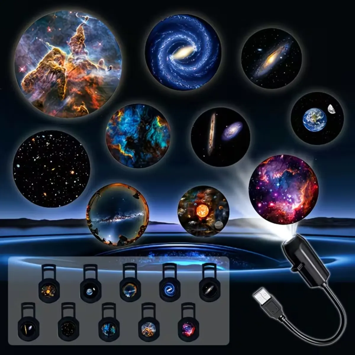 LED Galaxy Projector Light with 360° Rotatable Starry Sky Projection, Nebula Cosmic Ambient Light for Bedroom Ceiling and Wall Decor, Create Romantic Space Atmosphere for Home, Gaming Room, Party, Movie Night, Christmas Birthday Gift