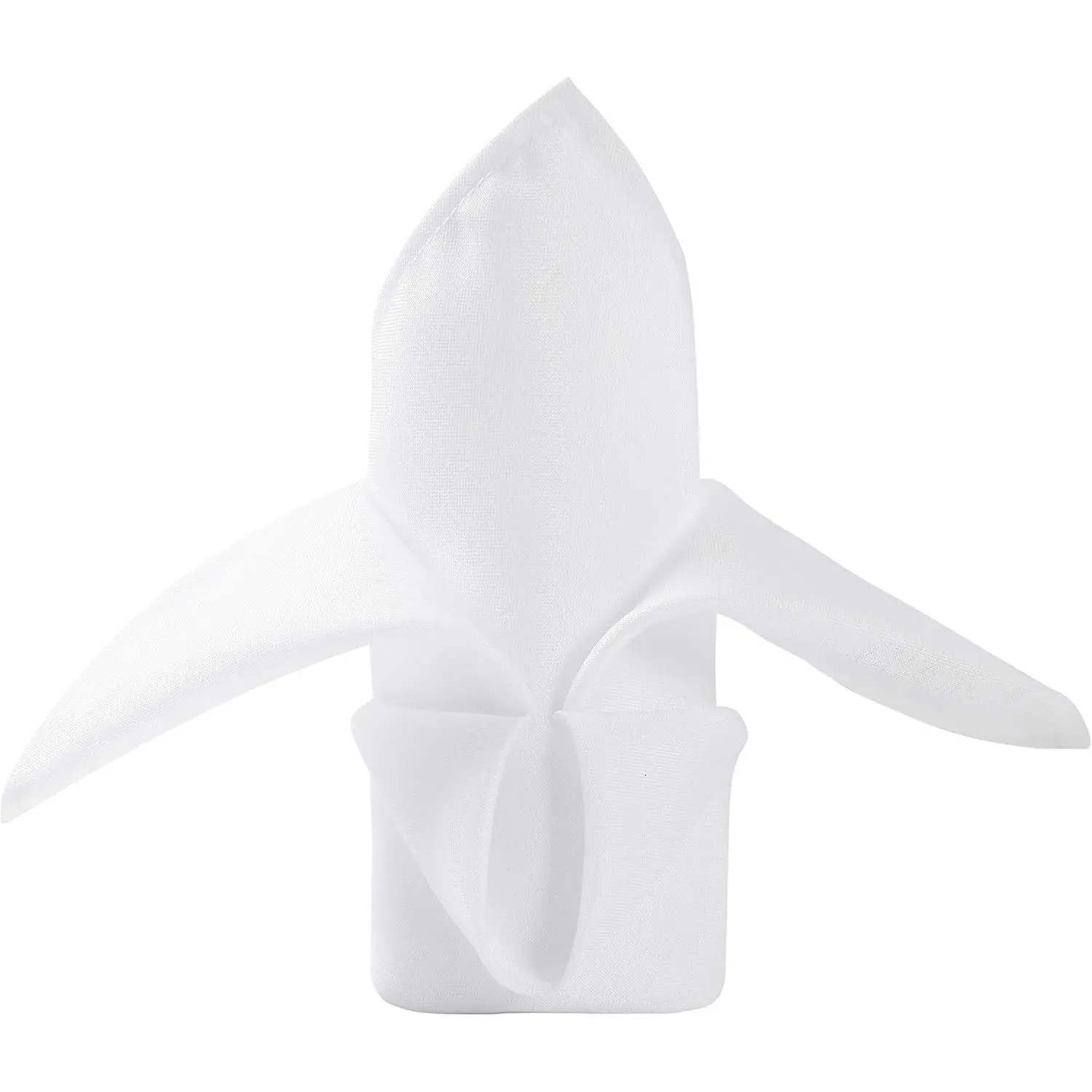 Sturdy 50pcs Polyester Plain Napkin Tableware Set - 17x17in White Hemmed Dinner Washable Napkins for Restaurant Use, Weddings, Hemmed Edges