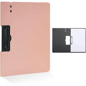 Foldable Clipboard with Cover, A4 Punchless Binder with Clamp, Letter Size Clip File Folder, Classic Office Clipboard, Document Folder Organizer  Nursing, School, Business (Pink)