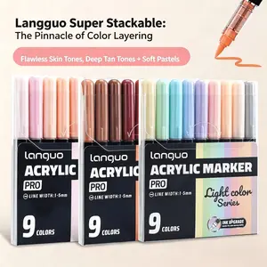 Languo Pro Acrylic Marker Pen Set, Large Capacity Ink Refills, Soft Tip Design, Ideal for Drawing & Marking, Durable Art Supplies