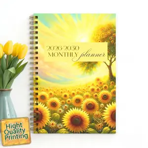2026-2030 Monthly Planner/Calendar - January 2026 to December 2030, 5-Year Monthly Planner Book, Yellow Sunflower Theme Cover Design Notebook, Yearly Calendar Planning, Monthly Tabs, 60-Month Calendar, 5.5" x 8.3", Thick Paper, Elastic Cover, Durable Doub