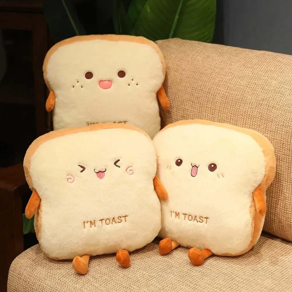 35cm Cute Toast Bread Stuffed Plush Pillow - Soft Simulation Food-Shape Hand-Warm Cushion, Kids' Home Ornament & Birthday Gift