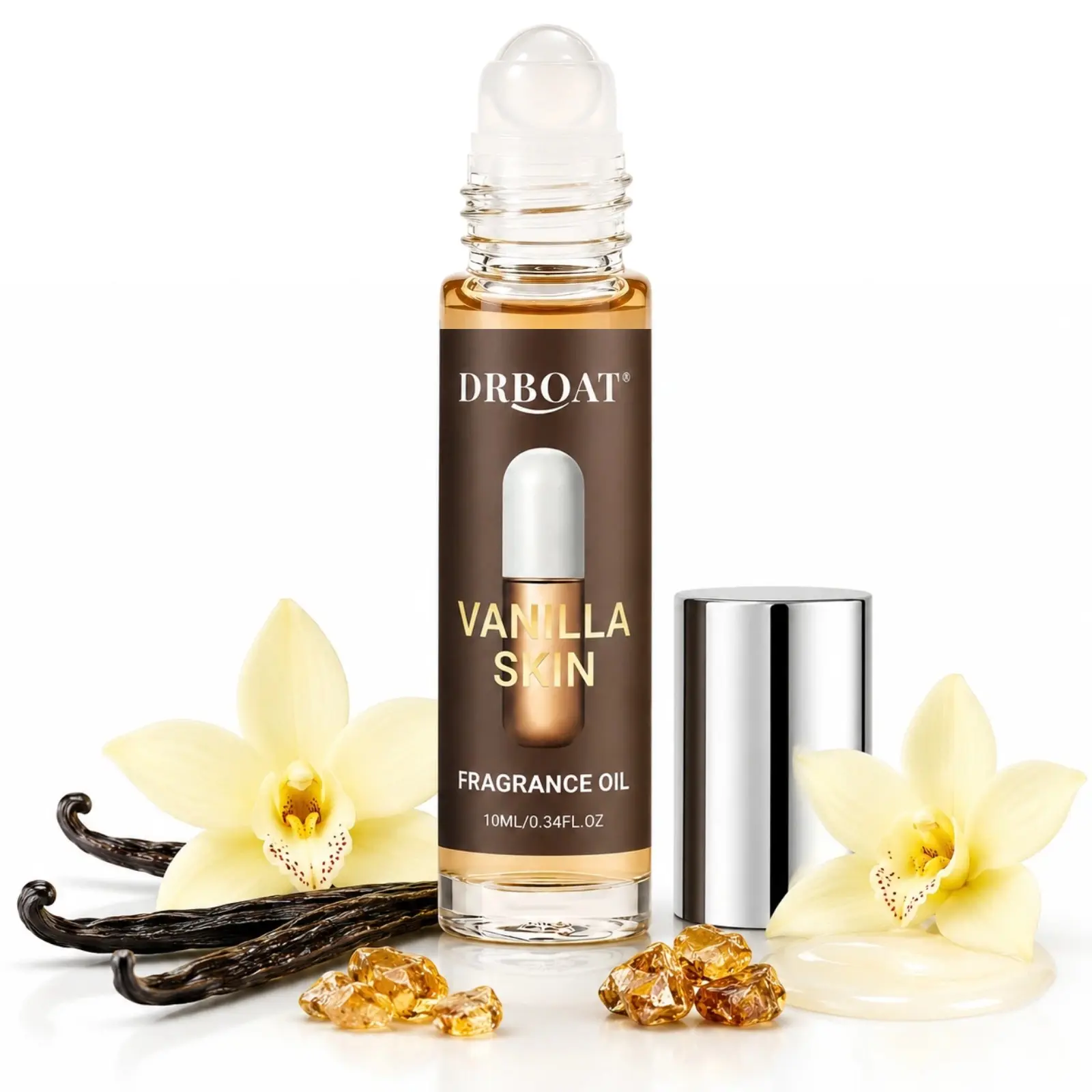 Vanilla Skin Perfume Oil - 10ML Roll-On Subtle Essential Oil, Sweet Vanilla Pheromone Oil, Gourmand Fragrance Oil with Candy Sugar & Musk for Women & Men Daily, Dating, Traveling.