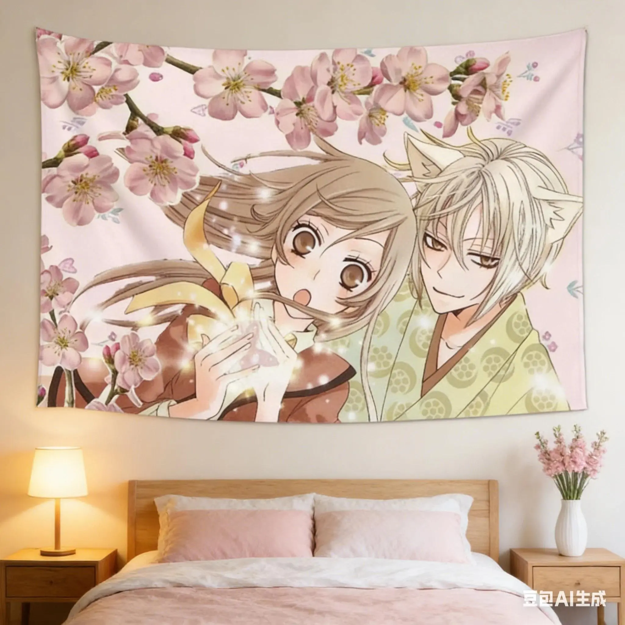 Kamisama Kiss Anime Lightweight 1-Piece Polyester Photo Tapestry Backdrop - Wall Hanging Decor for Living Room, Bedroom - Romantic Look for Anime Fans, Decorating Walls