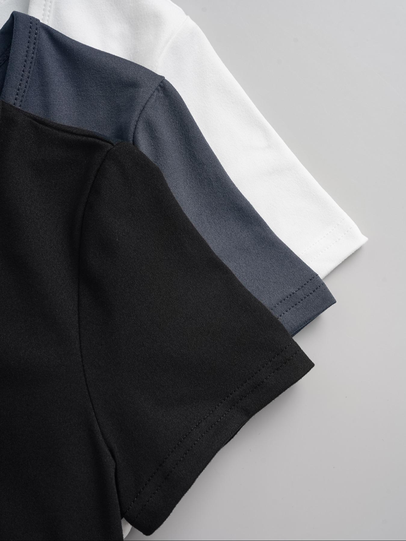 Women's Solid Button Tee, Casual Chic Minimalist Short Sleeve T-shirt for Summer, Ladies Clothes for Daily Wear