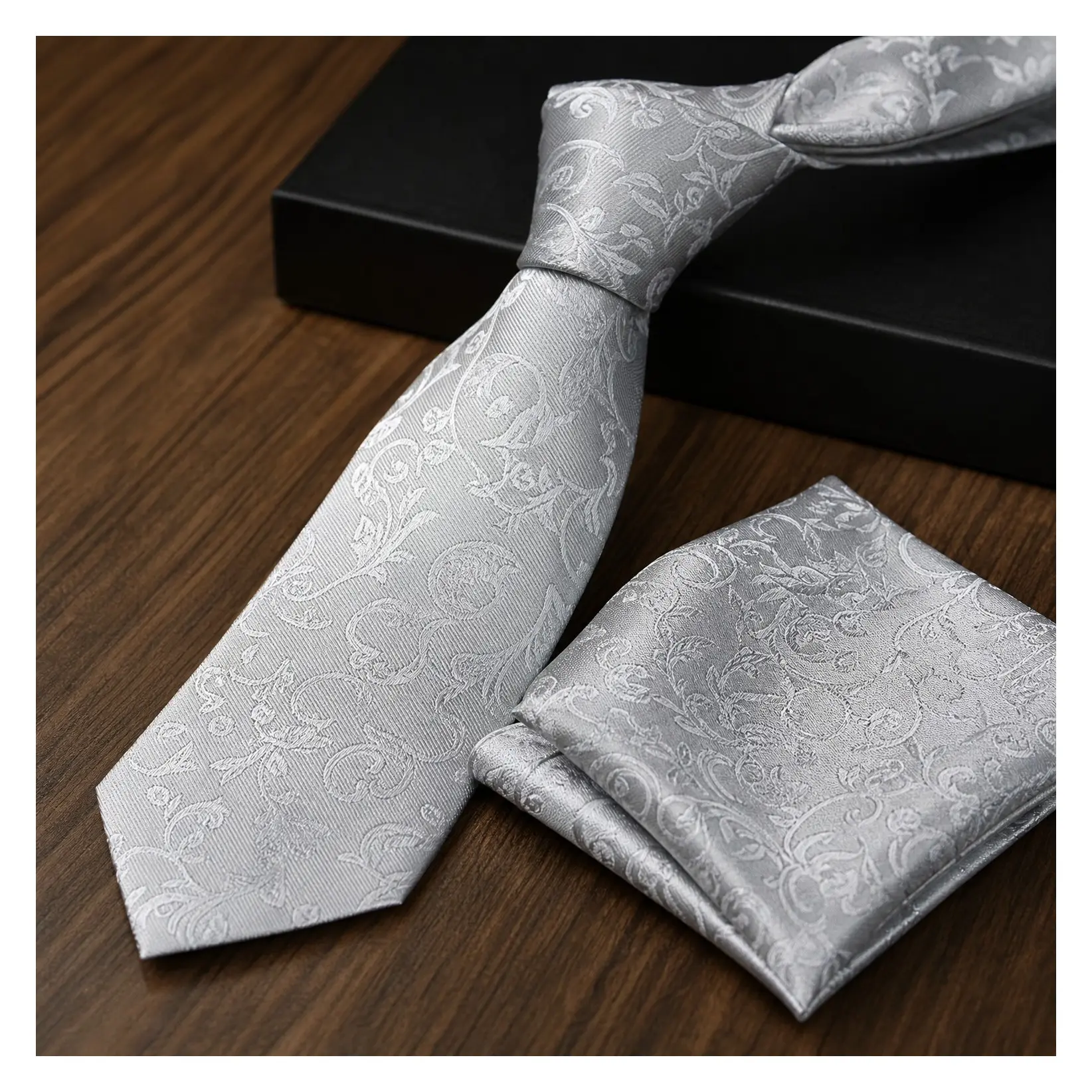 Men's Paisley Tie & Pocket Square Set with Floral Handkerchief – Classic Wedding Necktie for SuitGift
