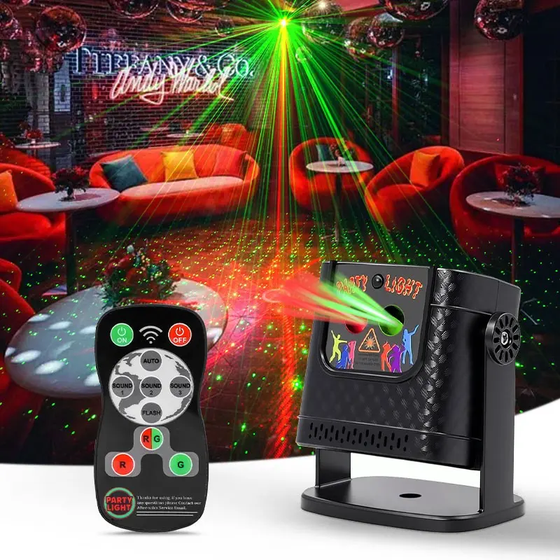 Portable Disco Laser Light, Sound-Activated Stage Projector, USB Powered with Remote, Ideal for Parties, Christmas, Halloween, Clubs, Weddings