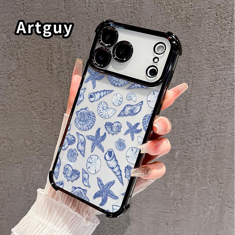 Phone Case for iPhone 17 Pro Max 16 15 Plus Air 14 13 12 11 E Abyss Opal Overture Pattern Four-corner Thickened Anti-drop Protective Silicone Cover Gift