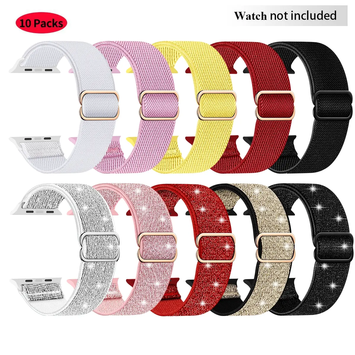 Nylon Smart Watch Strap without Watch, Adjustable Elastic Breathable Replacement Watch Band, Smart Watch Accessories Compatible with Apple Watch